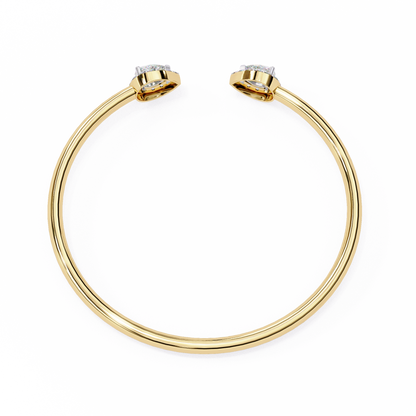 Pear Halo Diamond Open Bangle Bracelet