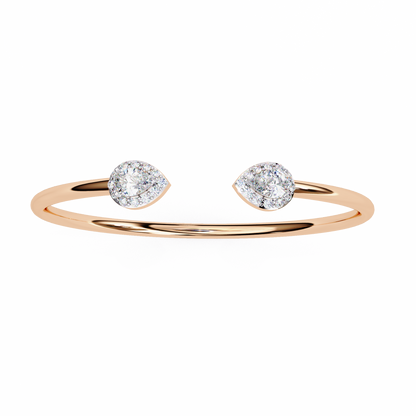 Pear Halo Diamond Open Bangle Bracelet