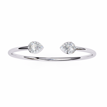 Pear Halo Diamond Open Bangle Bracelet