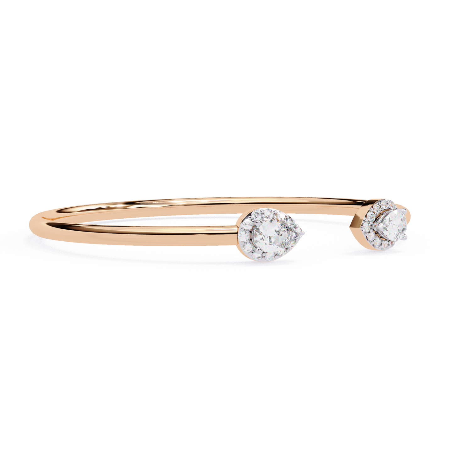 Pear Halo Diamond Open Bangle Bracelet