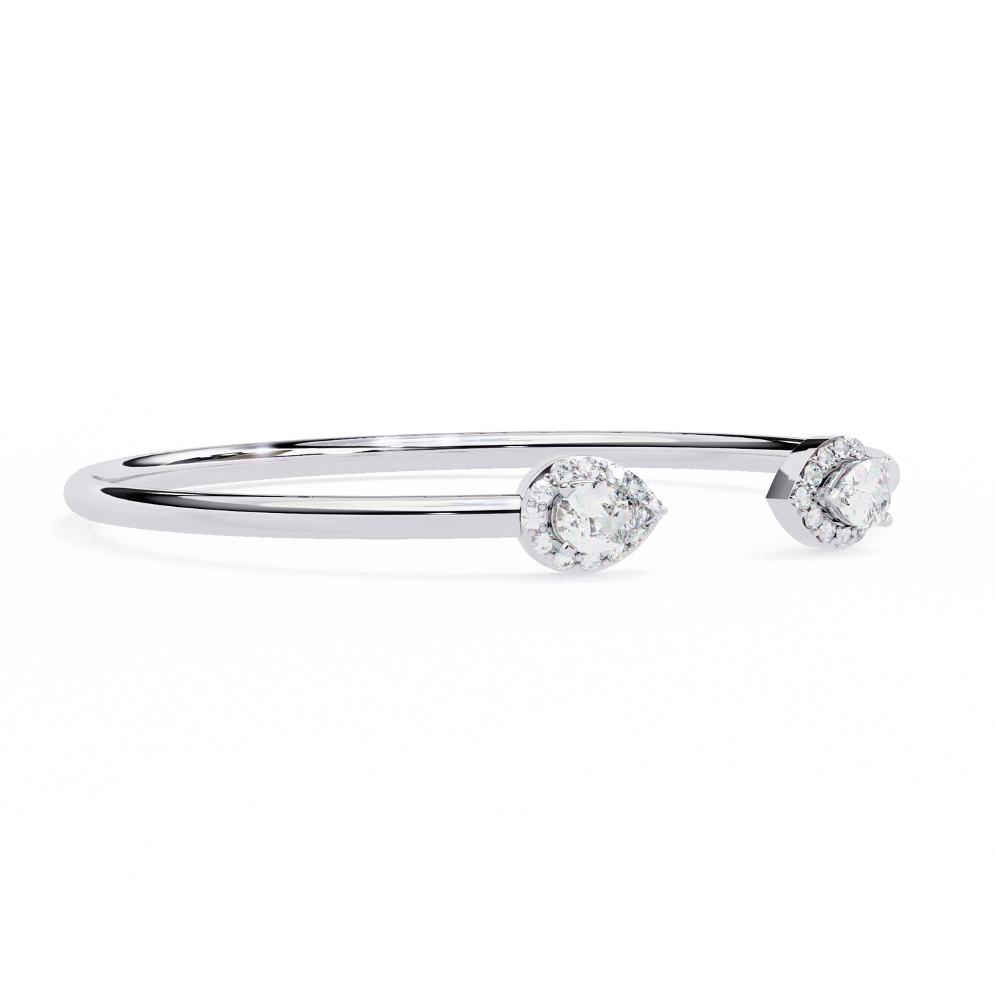 Pear Halo Diamond Open Bangle Bracelet