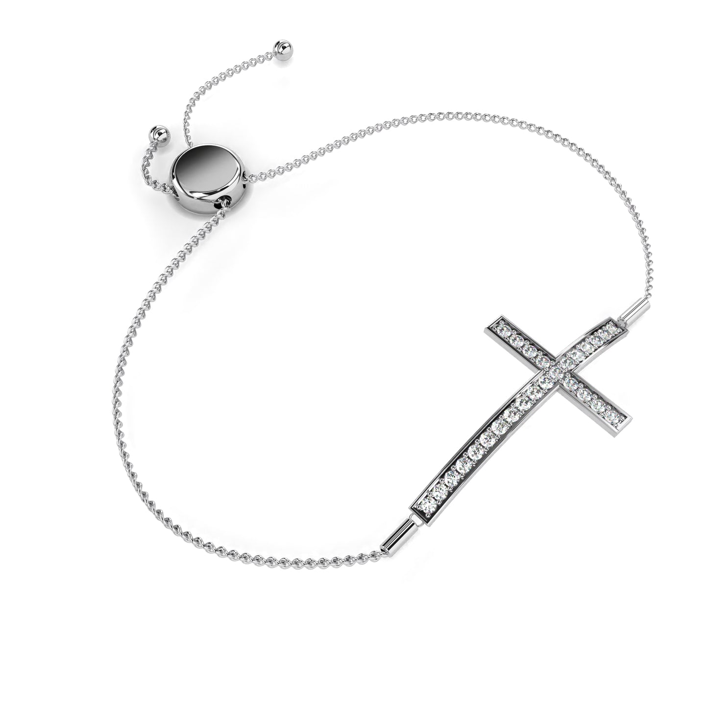 Rose Gold Diamond Cross Adjustable Bracelet