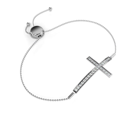 Rose Gold Diamond Cross Adjustable Bracelet