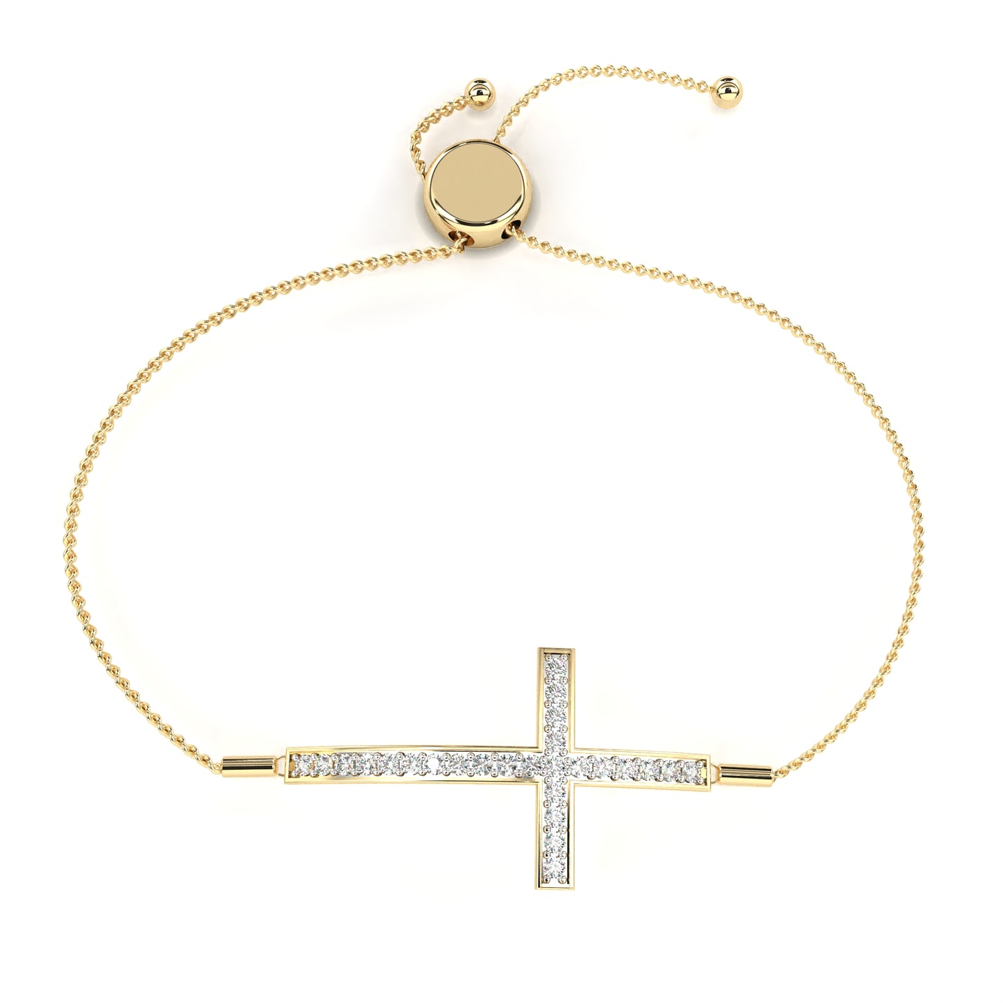 Rose Gold Diamond Cross Adjustable Bracelet