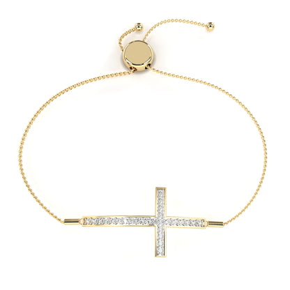 Rose Gold Diamond Cross Adjustable Bracelet
