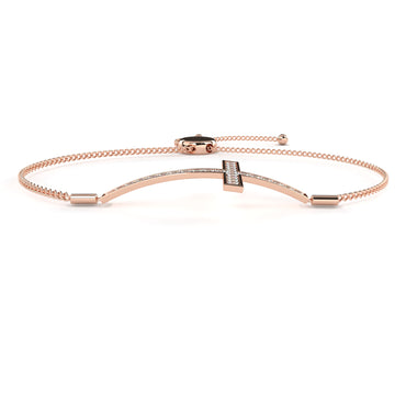 Rose Gold Diamond Cross Adjustable Bracelet