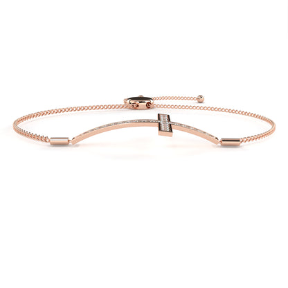 Rose Gold Diamond Cross Adjustable Bracelet