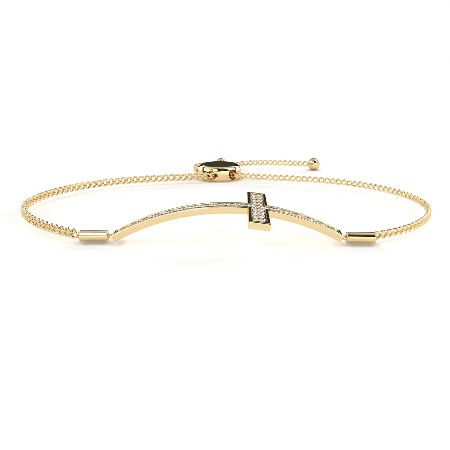 Rose Gold Diamond Cross Adjustable Bracelet