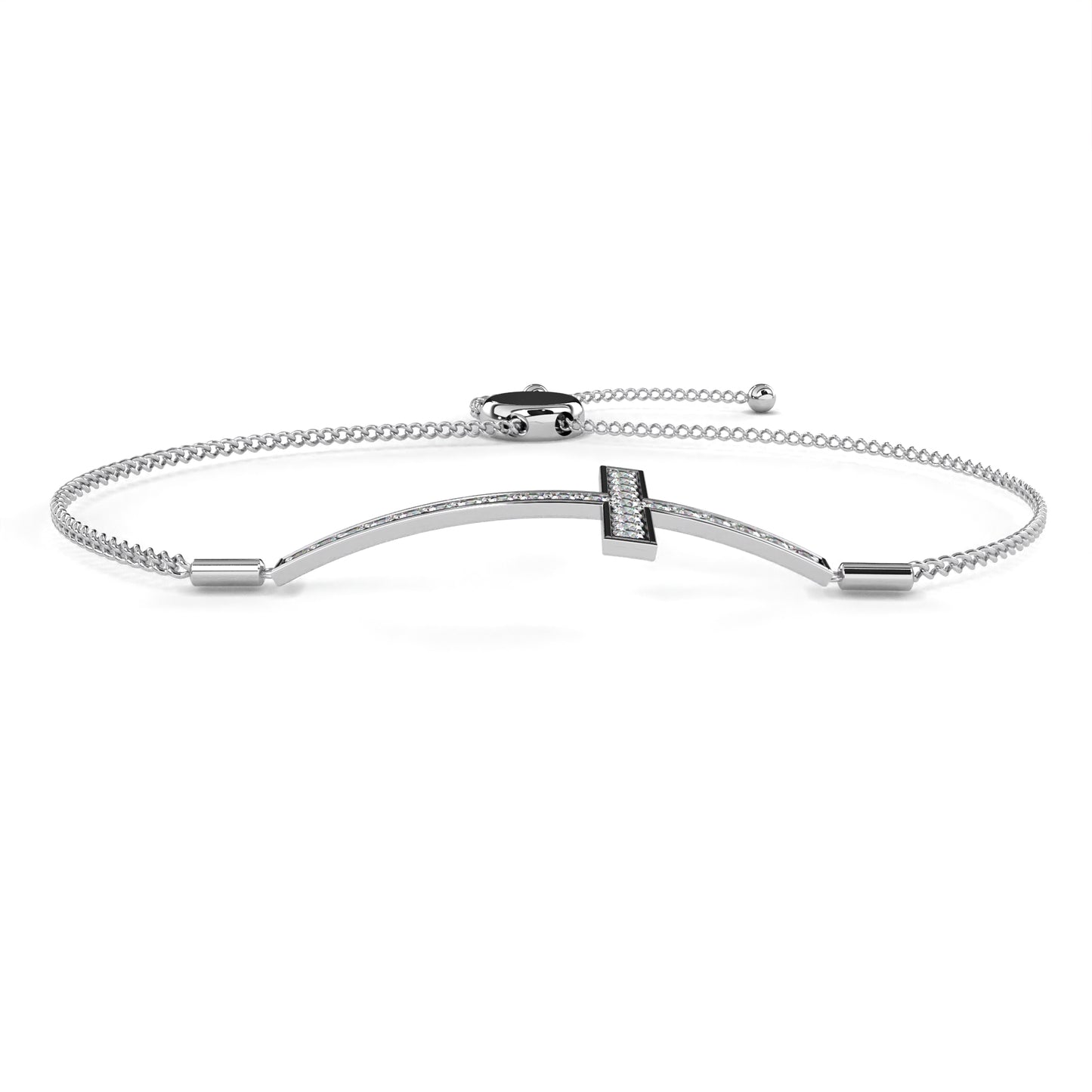 Rose Gold Diamond Cross Adjustable Bracelet