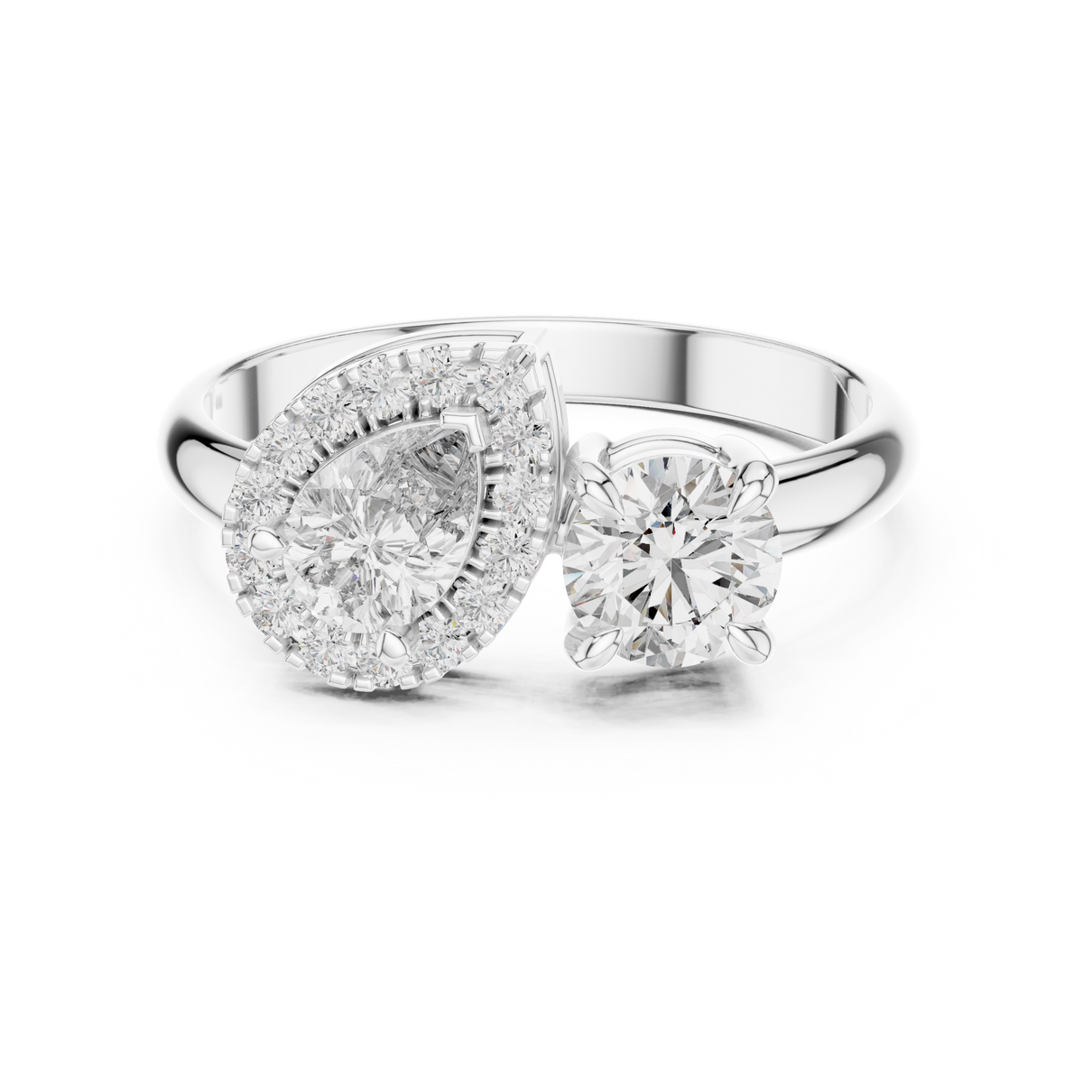 Two-Stone Toi et Moi Diamond Halo Ring