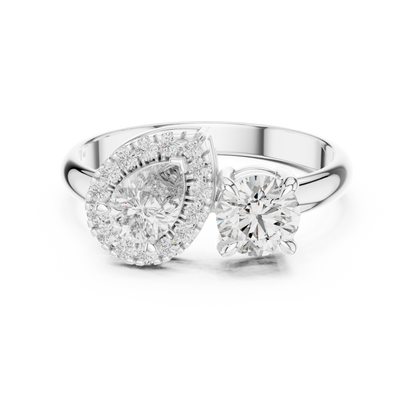 Two-Stone Toi et Moi Diamond Halo Ring