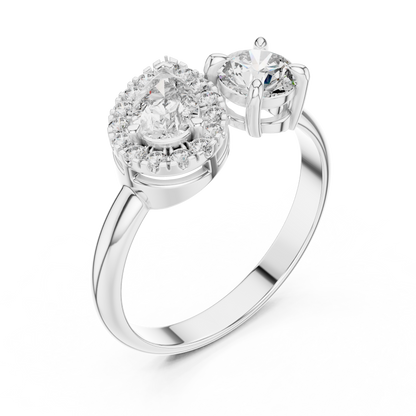 Two-Stone Toi et Moi Diamond Halo Ring