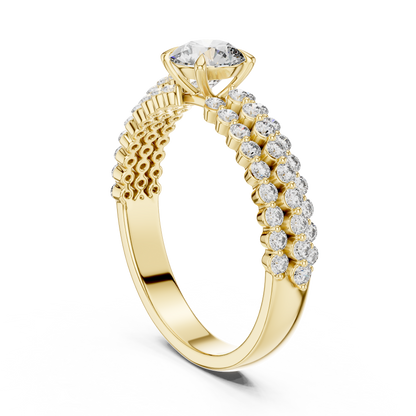 Double Row Split Band Round Diamond Engagement Ring