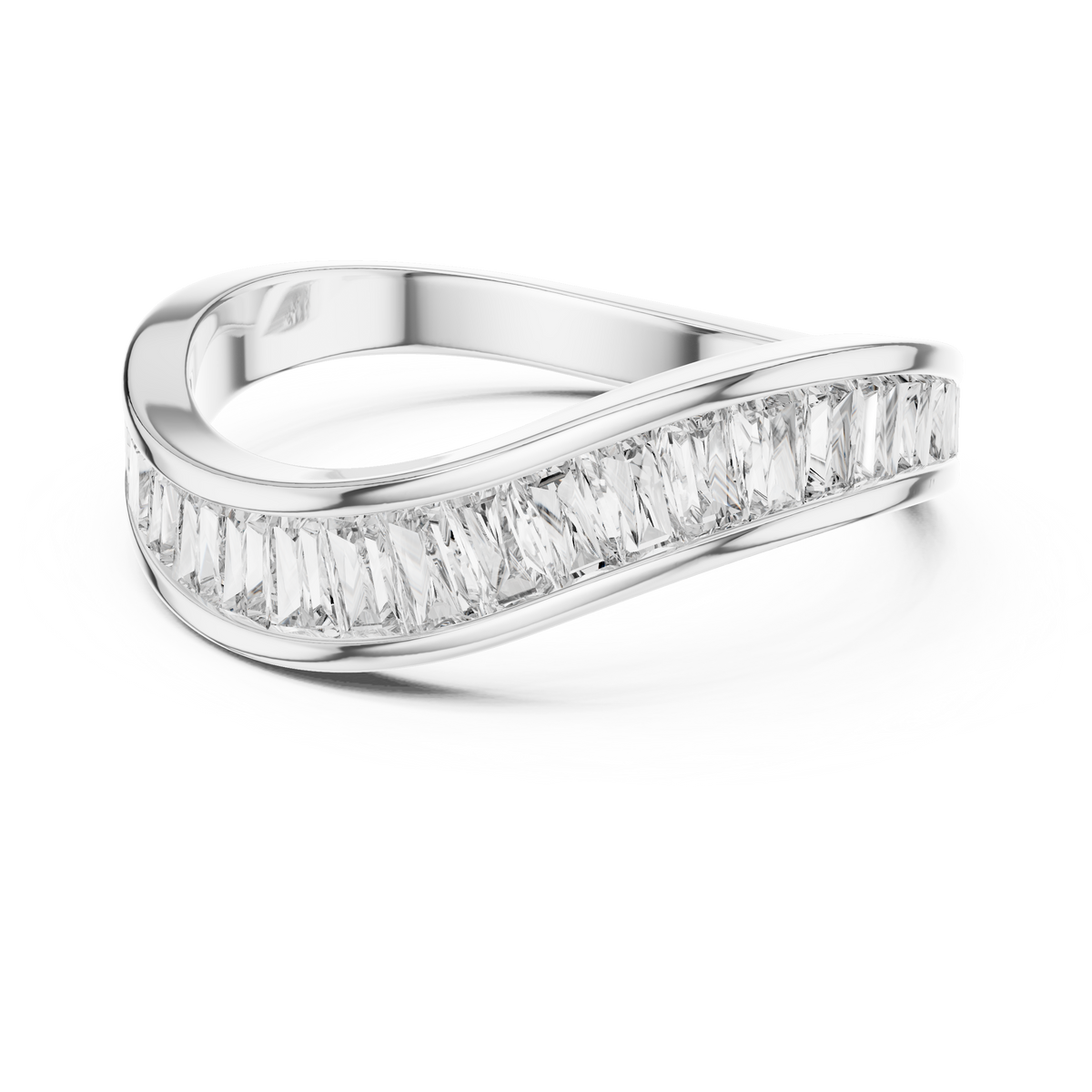 Wave Channel-Set Baguette Diamond Ring