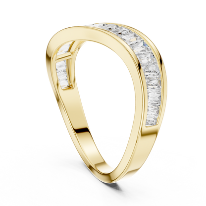 Wave Channel-Set Baguette Diamond Ring