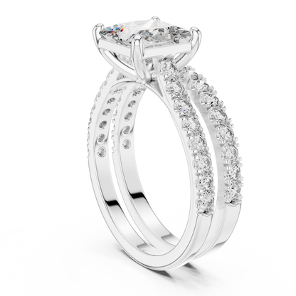 Brilliant Princess Cut Double Row Diamond Bridal