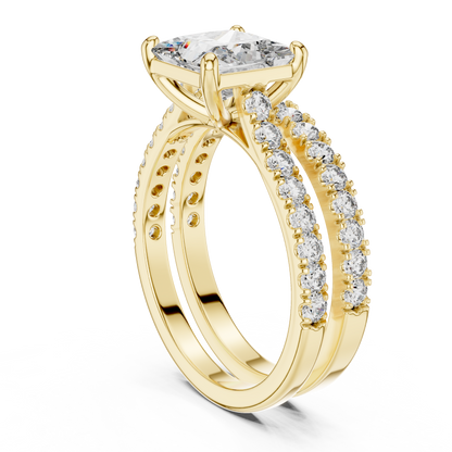 Brilliant Princess Cut Double Row Diamond Bridal