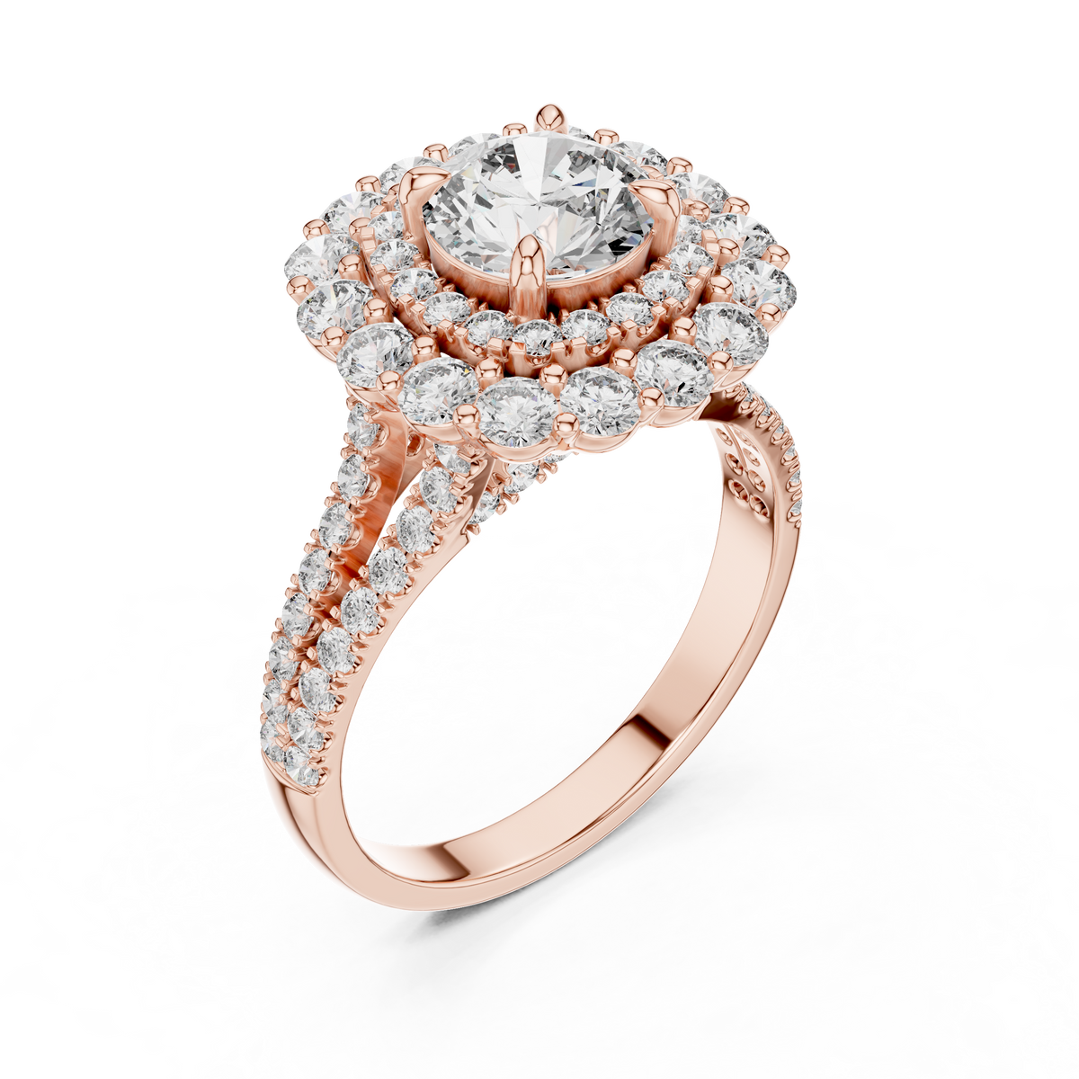 Double Halo Diamond Engagement Ring