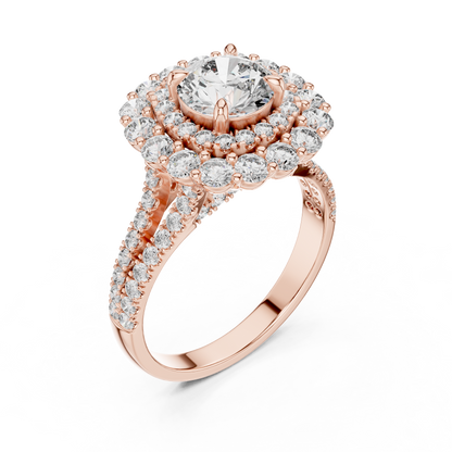 Double Halo Diamond Engagement Ring