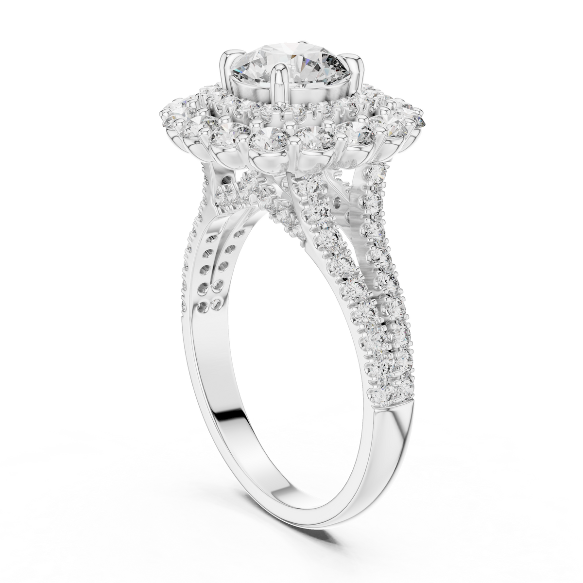 Double Halo Diamond Engagement Ring