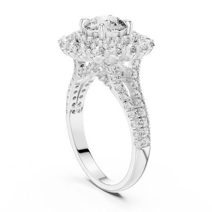 Double Halo Diamond Engagement Ring