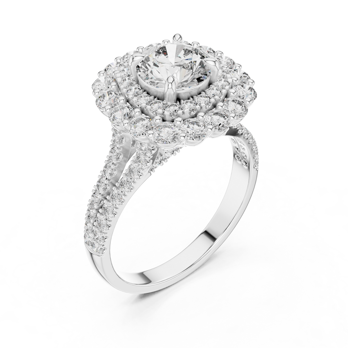 Double Halo Diamond Engagement Ring