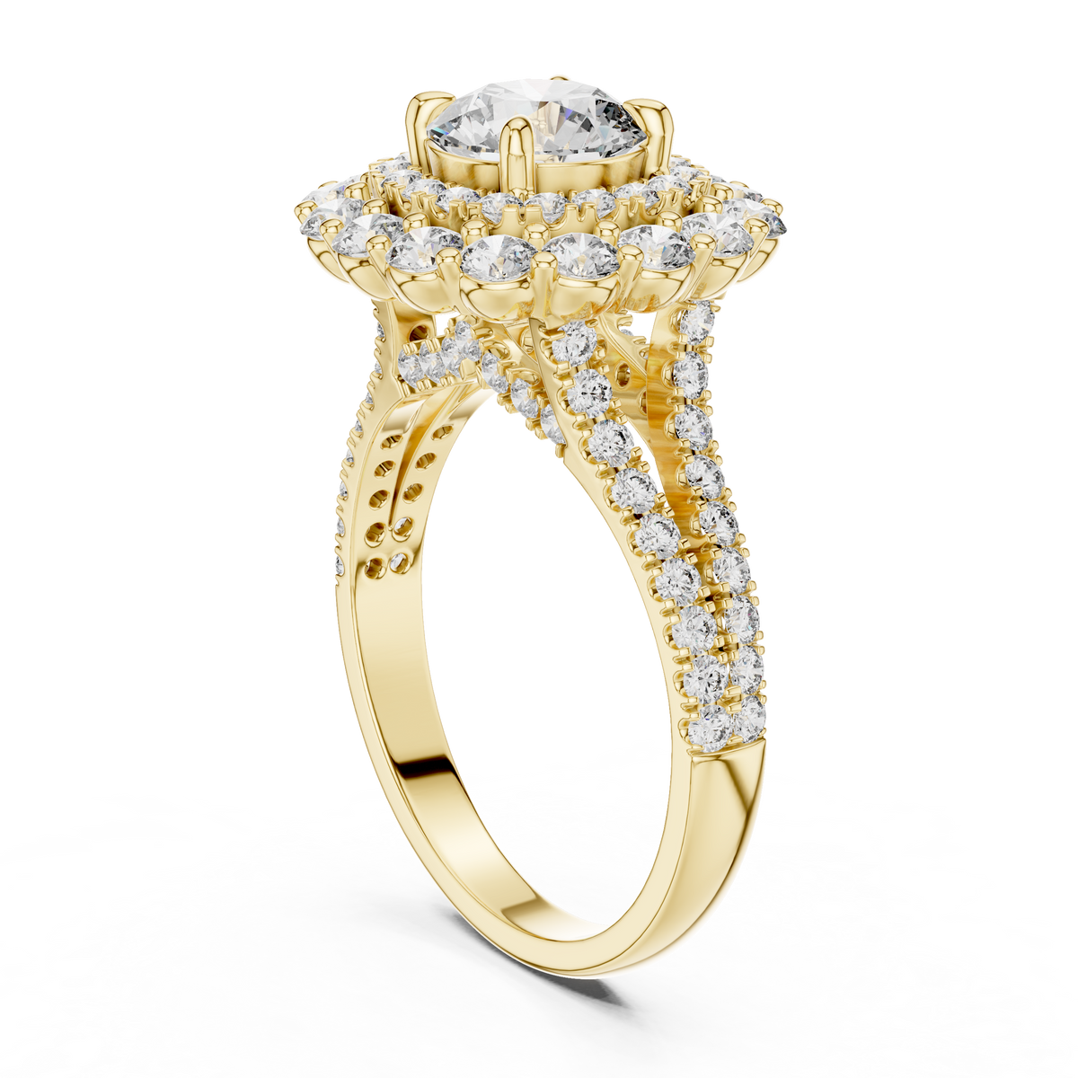 Double Halo Diamond Engagement Ring