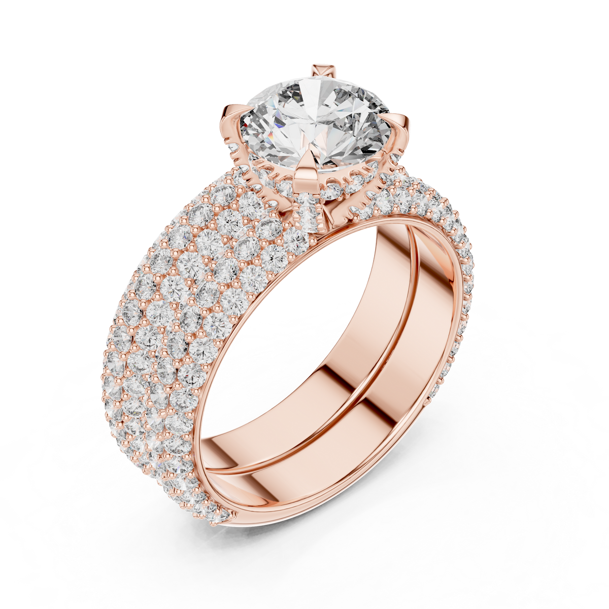 Multi-Row Pave Engagement Ring