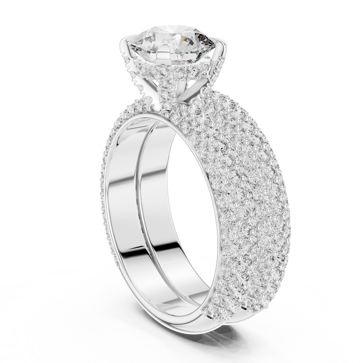 Multi-Row Pave Engagement Ring