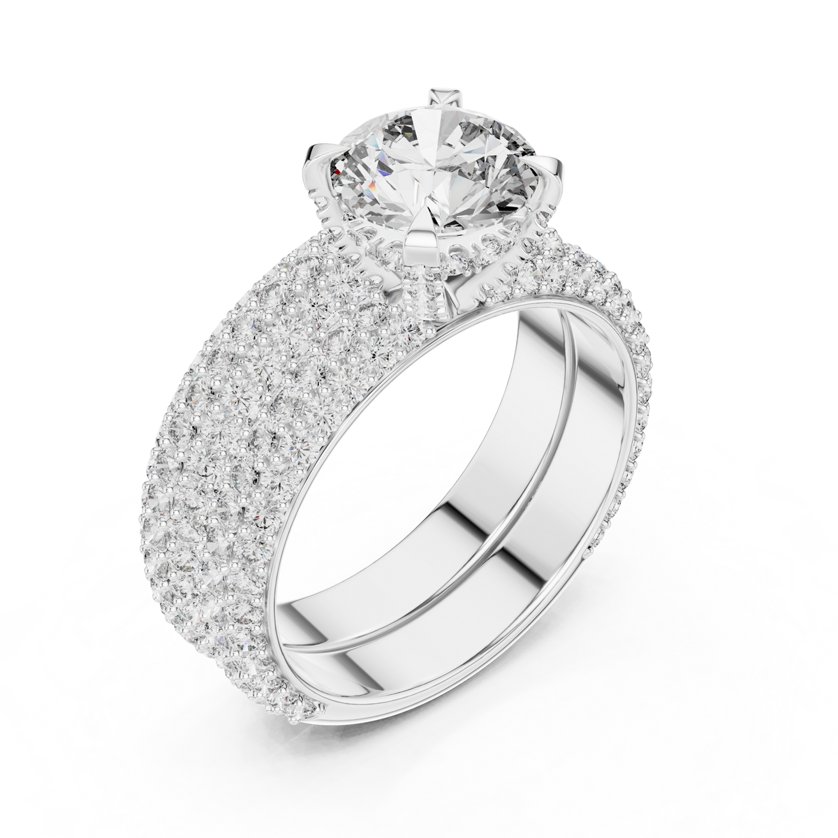 Multi-Row Pave Engagement Ring