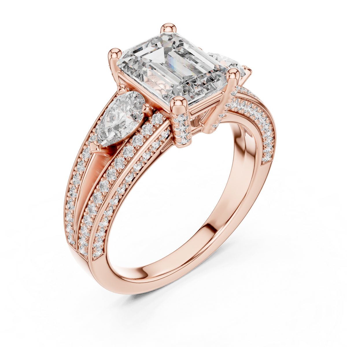 Exquisite Emerald & Pear Cut Diamond Statement Ring