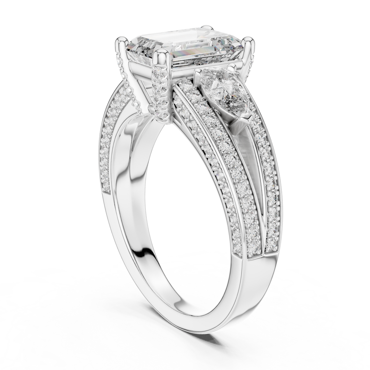 Exquisite Emerald & Pear Cut Diamond Statement Ring