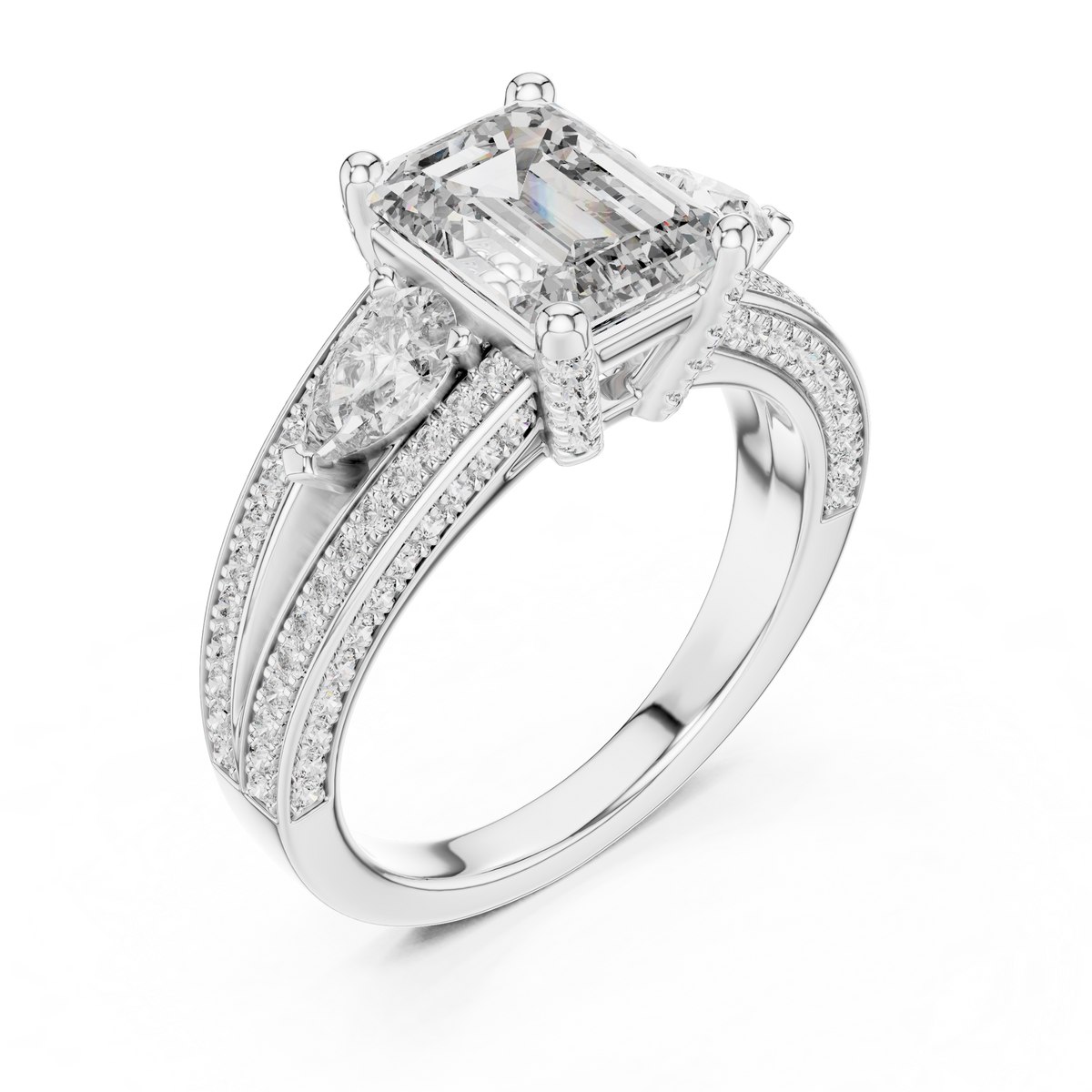 Exquisite Emerald & Pear Cut Diamond Statement Ring
