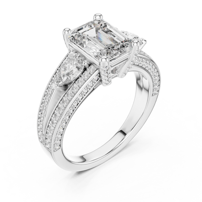 Exquisite Emerald & Pear Cut Diamond Statement Ring