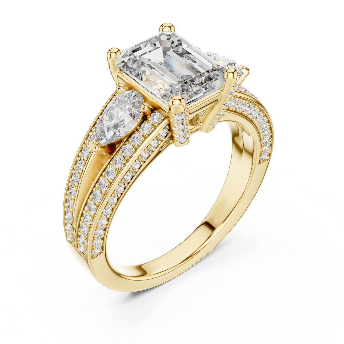 Exquisite Emerald & Pear Cut Diamond Statement Ring
