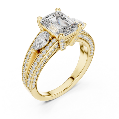 Exquisite Emerald & Pear Cut Diamond Statement Ring