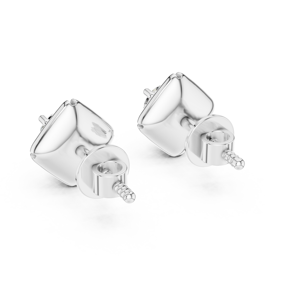 Elegant Solitaire Square-Frame Diamond Stud Earrings