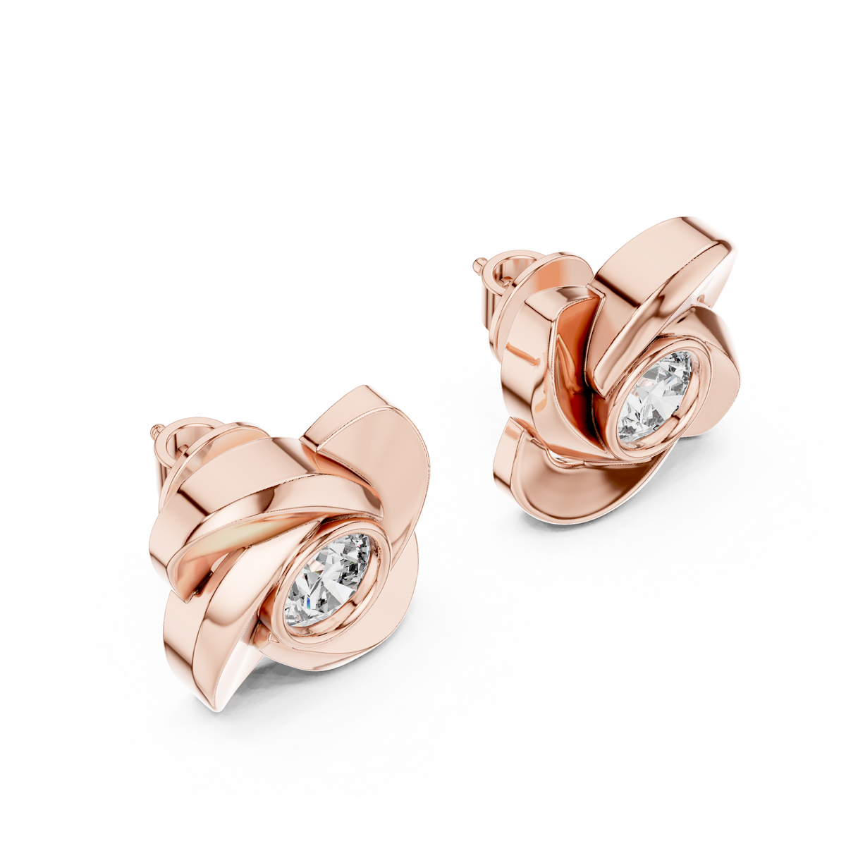 Elegant Floral Diamond Stud Earrings