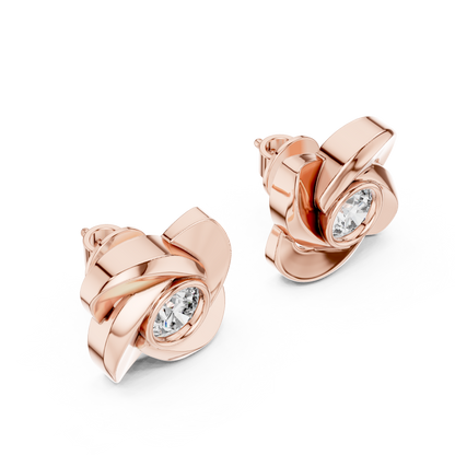 Elegant Floral Diamond Stud Earrings