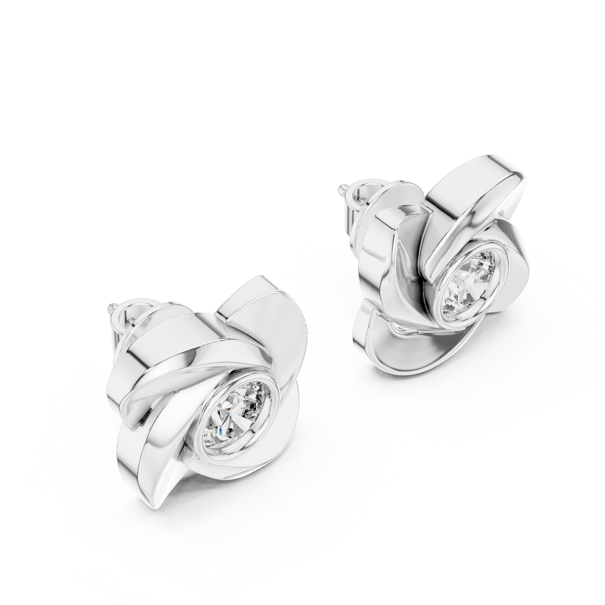Elegant Floral Diamond Stud Earrings