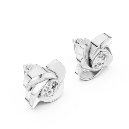 Elegant Floral Diamond Stud Earrings