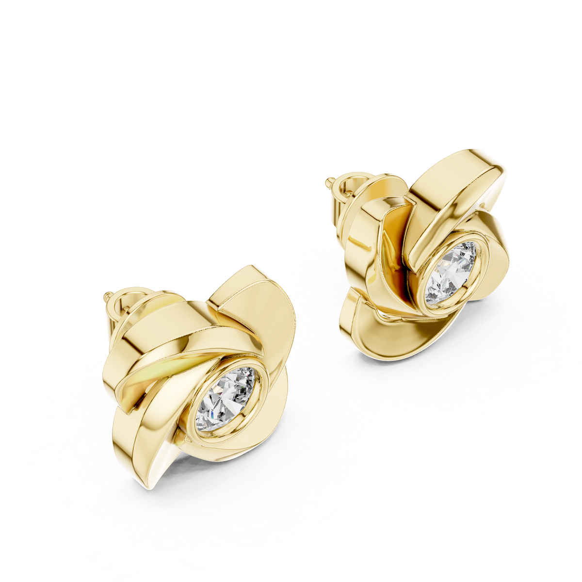 Elegant Floral Diamond Stud Earrings