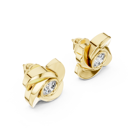 Elegant Floral Diamond Stud Earrings