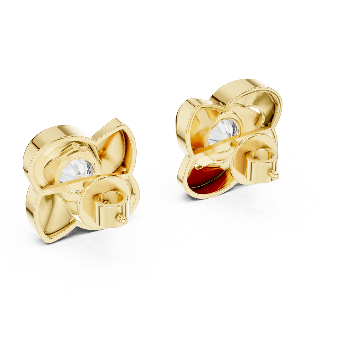 Elegant Floral Diamond Stud Earrings