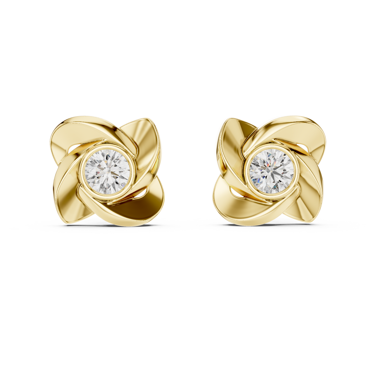 Elegant Floral Diamond Stud Earrings