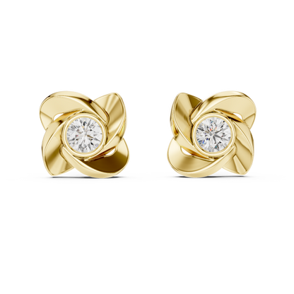 Elegant Floral Diamond Stud Earrings