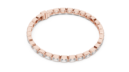 Classic Emerald-Cut Bezel-Set Diamond Tennis Bracelet