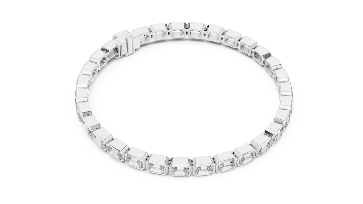 Classic Emerald-Cut Bezel-Set Diamond Tennis Bracelet