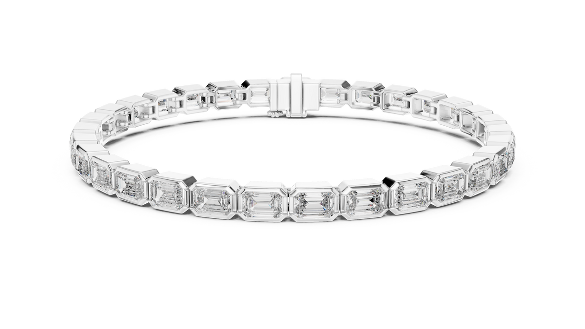 Classic Emerald-Cut Bezel-Set Diamond Tennis Bracelet