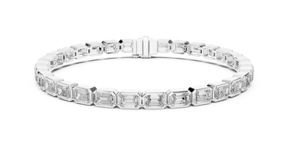 Classic Emerald-Cut Bezel-Set Diamond Tennis Bracelet